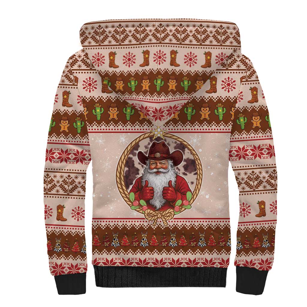 Howdy Christmas Sherpa Hoodie Cowboy Santa Western Xmas - Wonder Print Shop