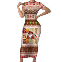 Howdy Christmas Short Sleeve Bodycon Dress Cowboy Santa Western Xmas - Wonder Print Shop