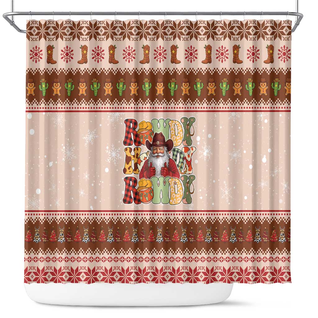 Howdy Christmas Shower Curtain Cowboy Santa Western Xmas - Wonder Print Shop