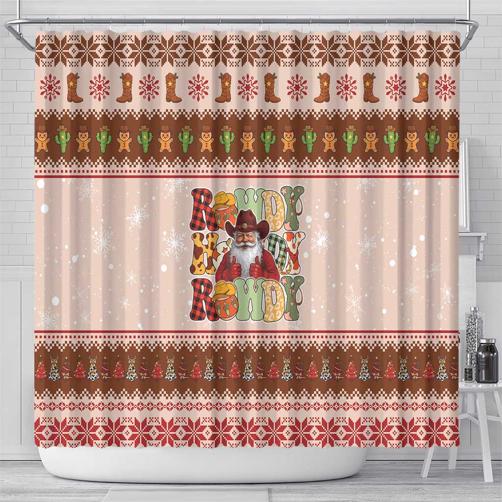 Howdy Christmas Shower Curtain Cowboy Santa Western Xmas - Wonder Print Shop