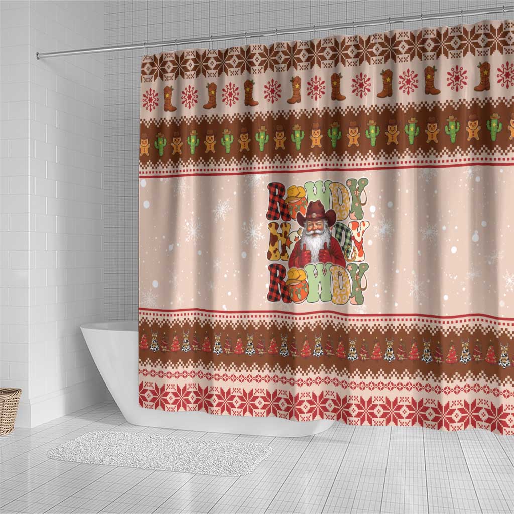 Howdy Christmas Shower Curtain Cowboy Santa Western Xmas - Wonder Print Shop