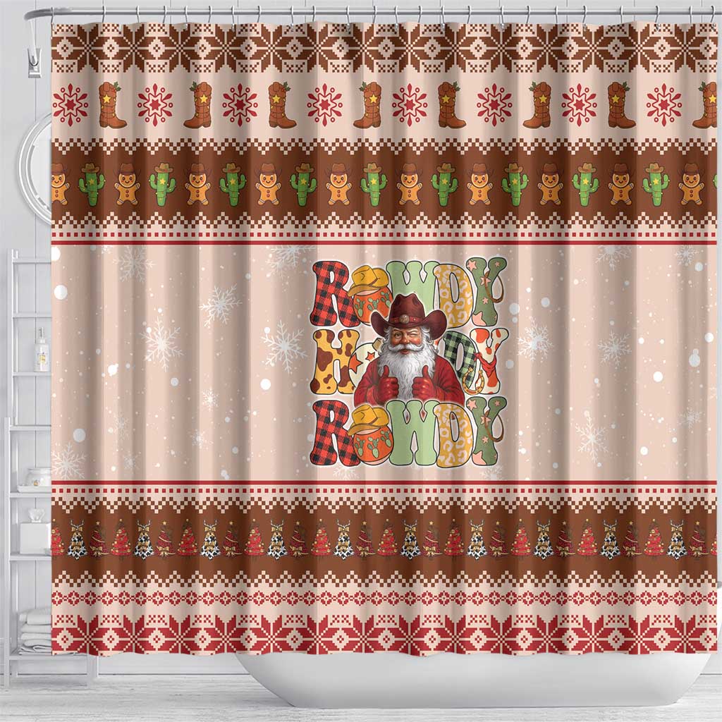 Howdy Christmas Shower Curtain Cowboy Santa Western Xmas - Wonder Print Shop
