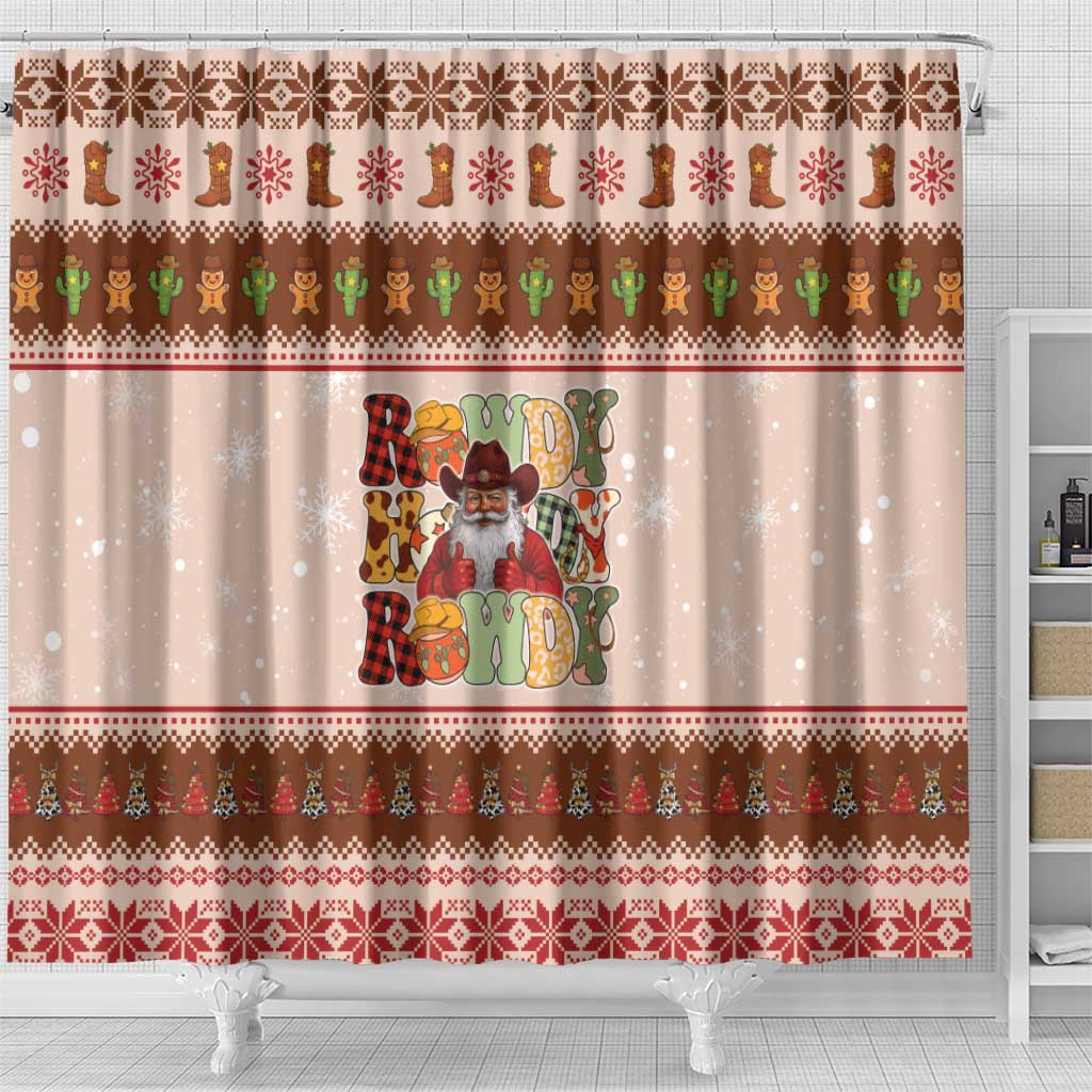 Howdy Christmas Shower Curtain Cowboy Santa Western Xmas - Wonder Print Shop
