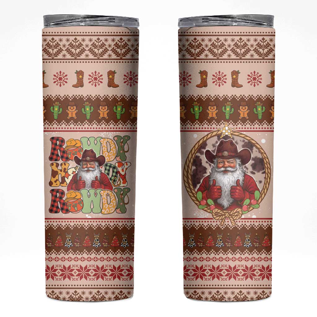 Howdy Christmas Skinny Tumbler Cowboy Santa Western Xmas - Wonder Print Shop