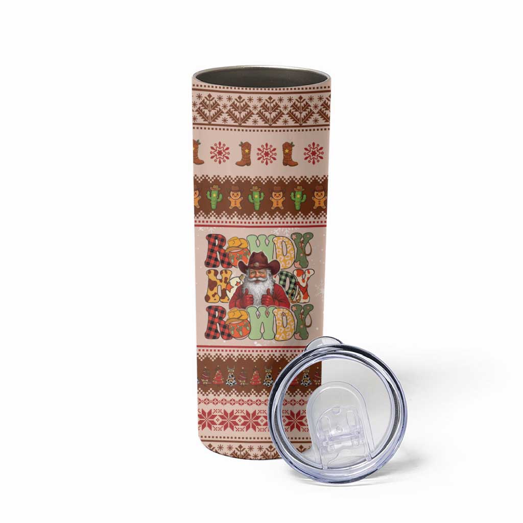 Howdy Christmas Skinny Tumbler Cowboy Santa Western Xmas - Wonder Print Shop