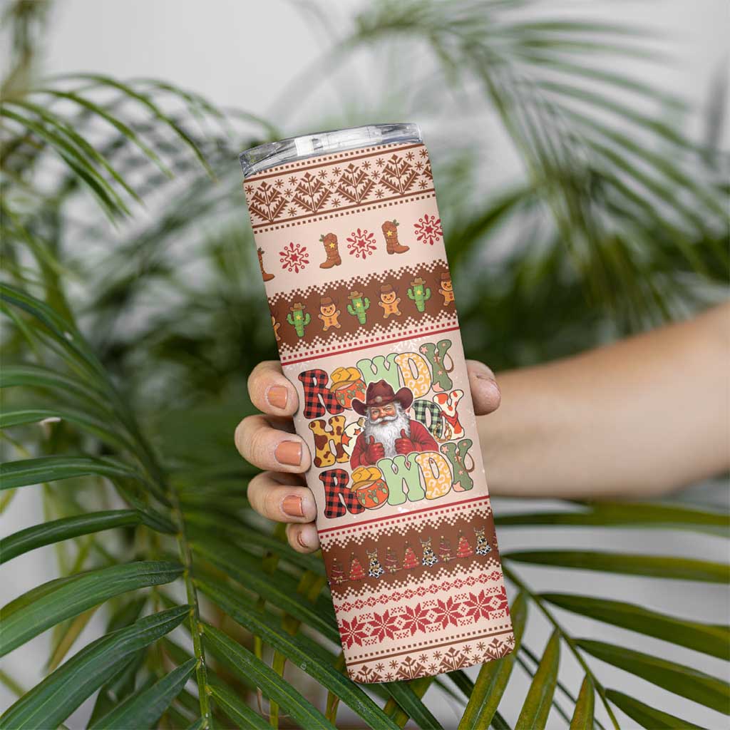 Howdy Christmas Skinny Tumbler Cowboy Santa Western Xmas - Wonder Print Shop