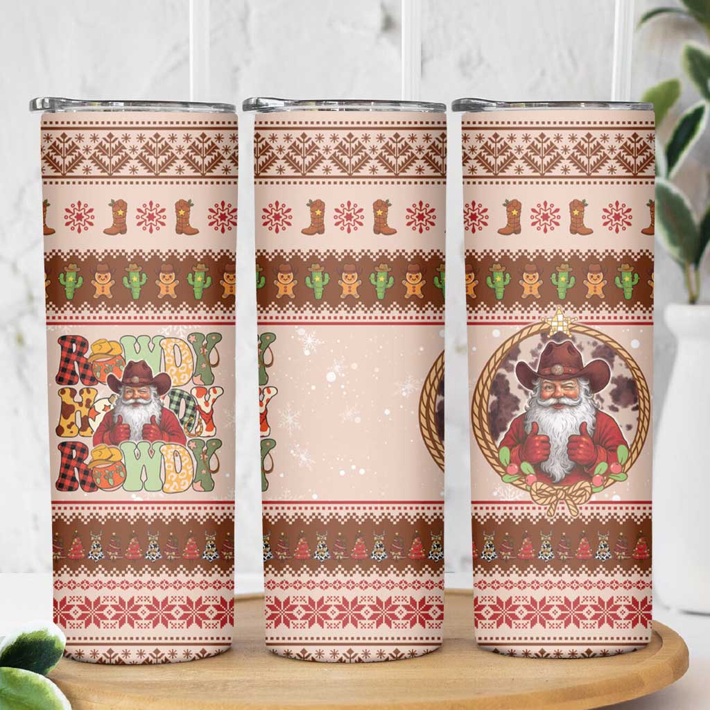 Howdy Christmas Skinny Tumbler Cowboy Santa Western Xmas - Wonder Print Shop