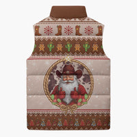 Howdy Christmas Sleeveless Puffer Jacket Cowboy Santa Western Xmas - Wonder Print Shop