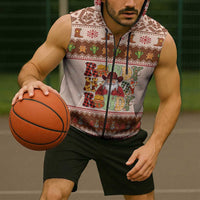 Howdy Christmas Sleeveless Zip Hoodie Cowboy Santa Western Xmas - Wonder Print Shop