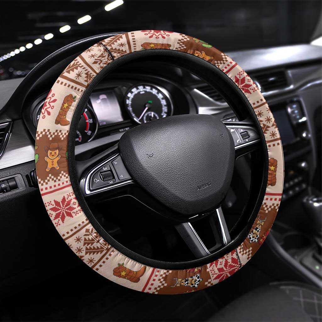 Howdy Christmas Steering Wheel Cover Cowboy Santa Western Xmas - Wonder Print Shop
