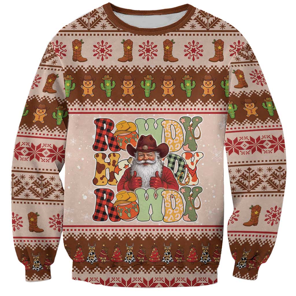 Howdy Christmas Sweatshirt Cowboy Santa Western Xmas - Wonder Print Shop