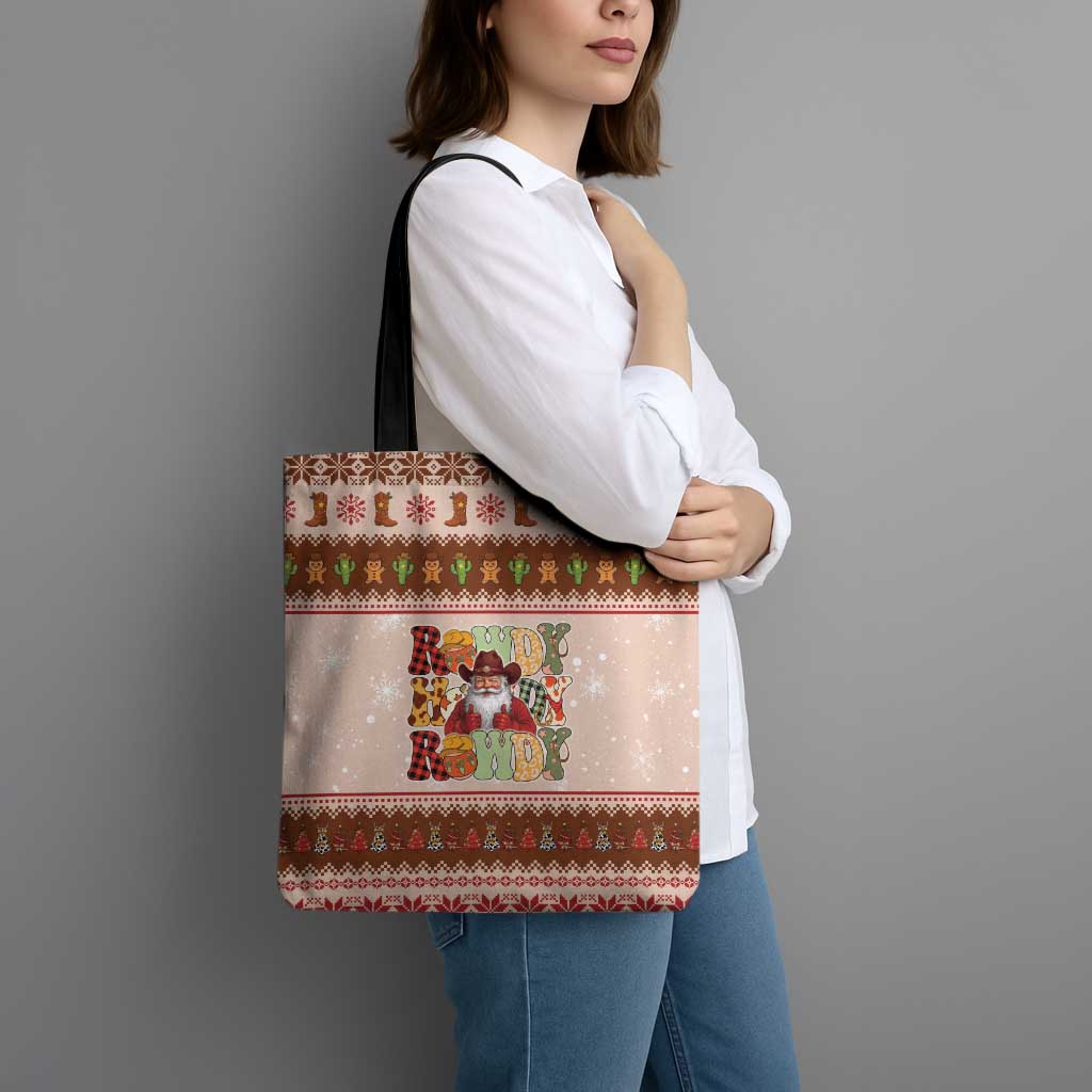 Howdy Christmas Tote Bag Cowboy Santa Western Xmas - Wonder Print Shop