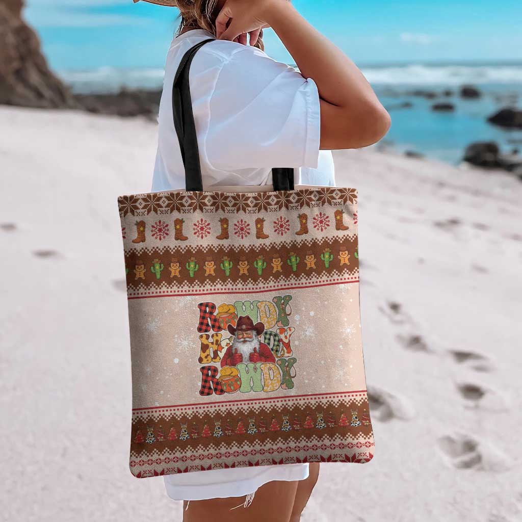 Howdy Christmas Tote Bag Cowboy Santa Western Xmas - Wonder Print Shop