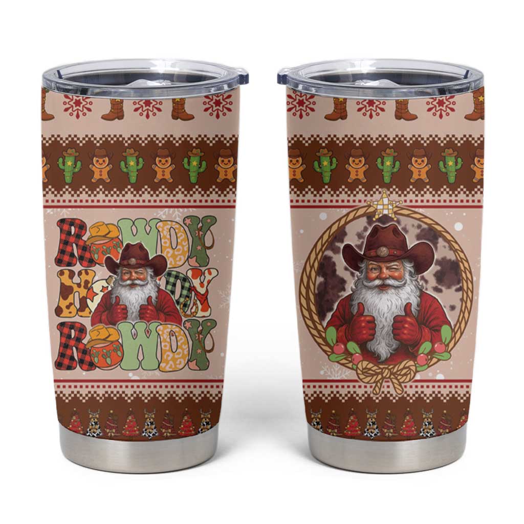 Howdy Christmas Tumbler Cup Cowboy Santa Western Xmas - Wonder Print Shop