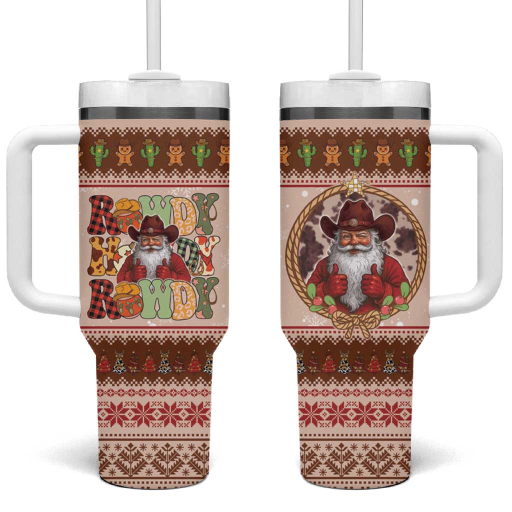 Howdy Christmas Tumbler With Handle Cowboy Santa Western Xmas - Wonder Print Shop