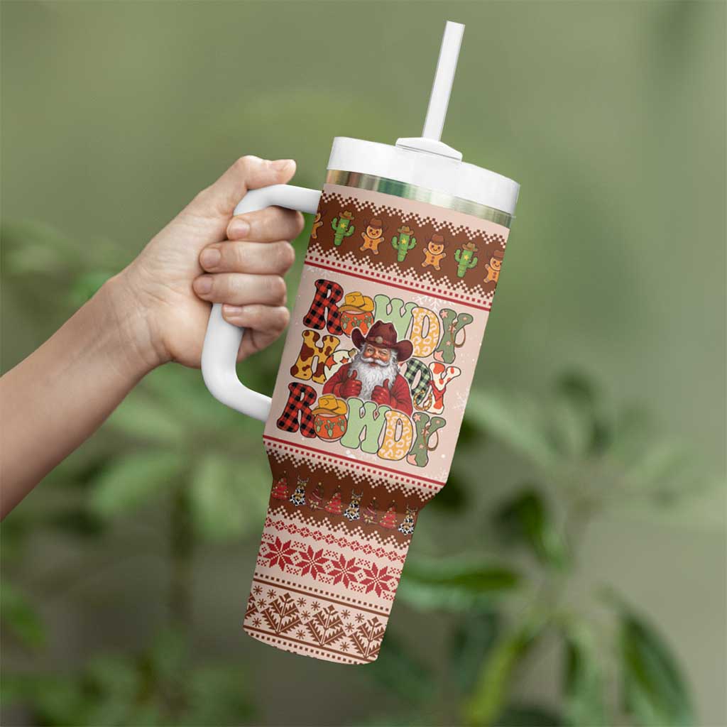 Howdy Christmas Tumbler With Handle Cowboy Santa Western Xmas - Wonder Print Shop