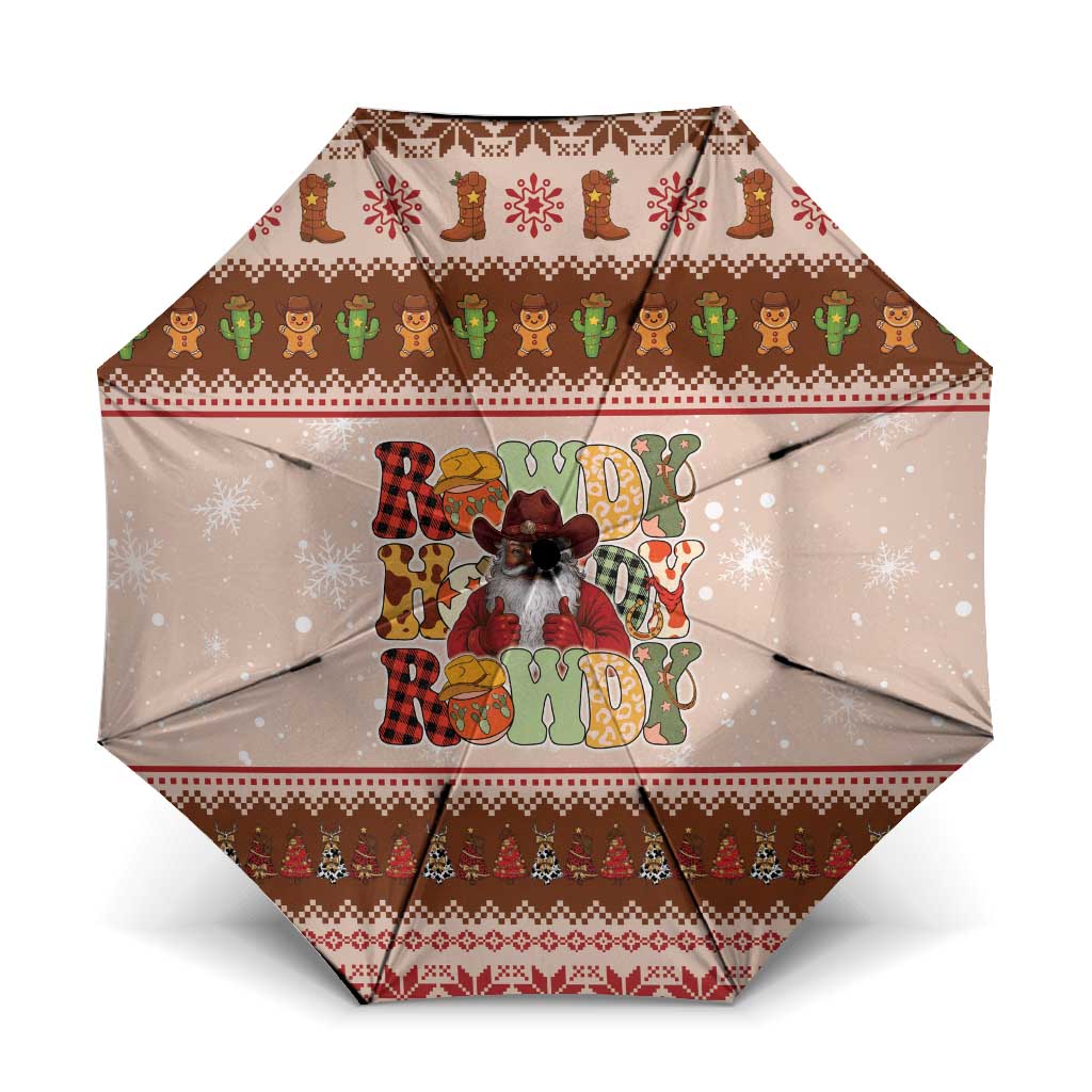 Howdy Christmas Umbrella Cowboy Santa Western Xmas - Wonder Print Shop