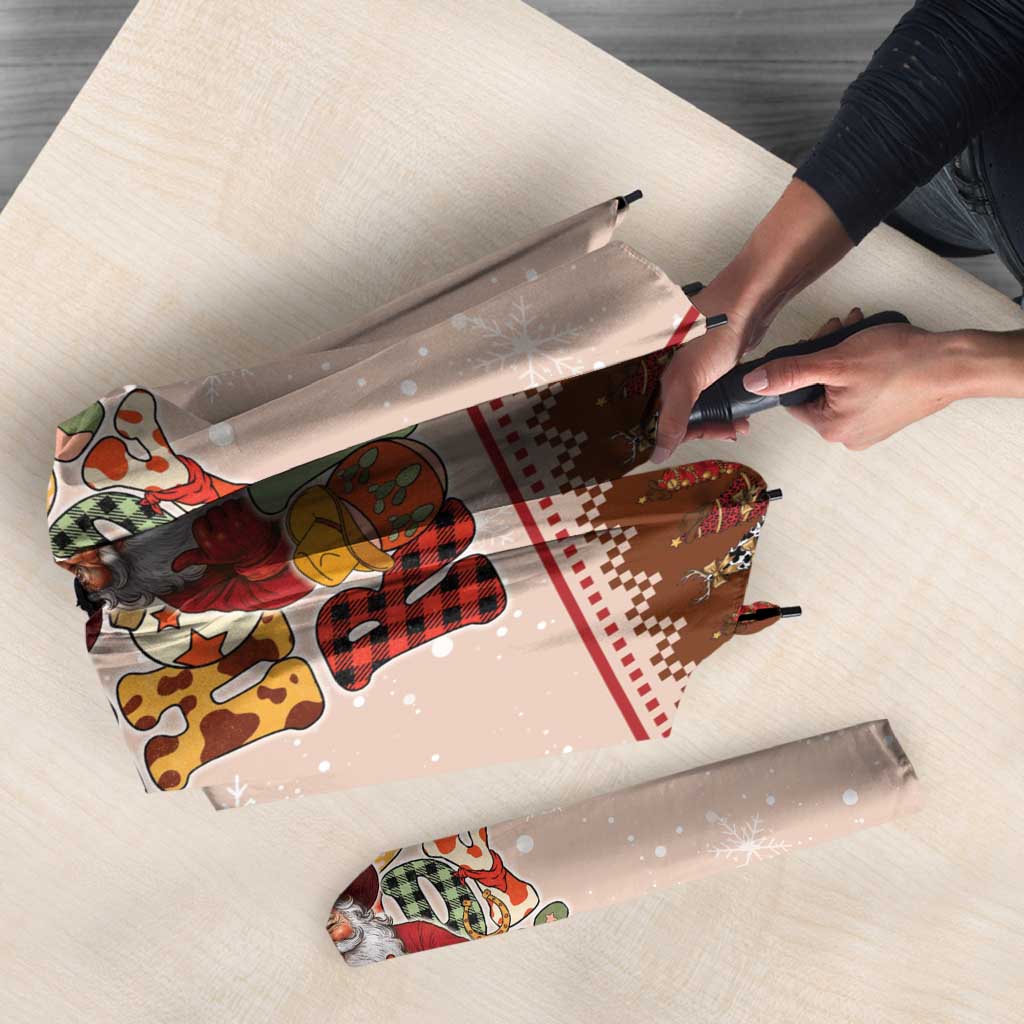 Howdy Christmas Umbrella Cowboy Santa Western Xmas - Wonder Print Shop