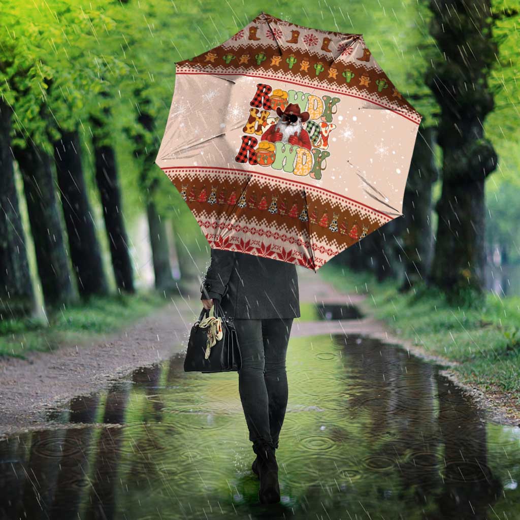 Howdy Christmas Umbrella Cowboy Santa Western Xmas - Wonder Print Shop