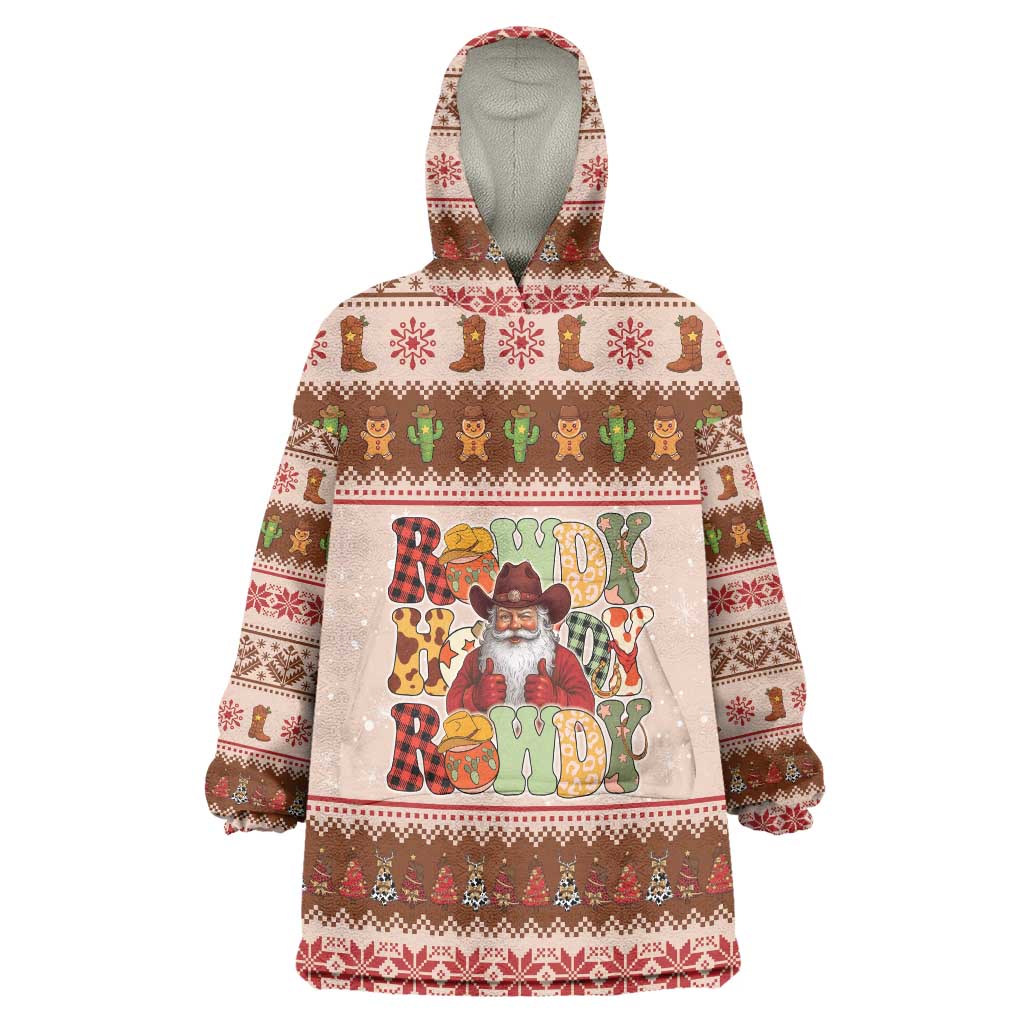 Howdy Christmas Wearable Blanket Hoodie Cowboy Santa Western Xmas - Wonder Print Shop