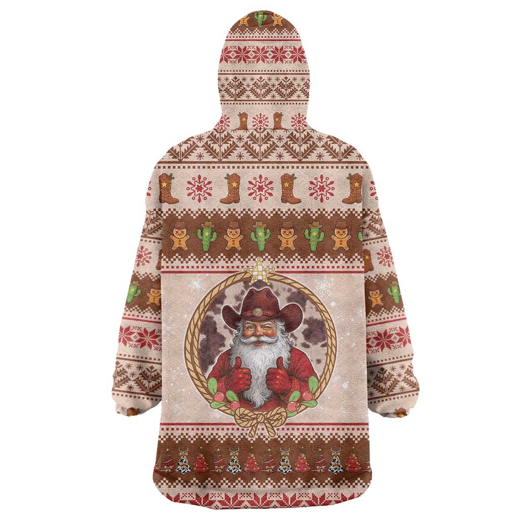 Howdy Christmas Wearable Blanket Hoodie Cowboy Santa Western Xmas - Wonder Print Shop