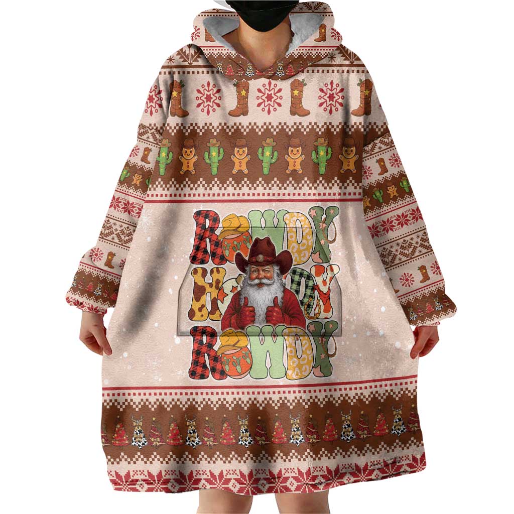 Howdy Christmas Wearable Blanket Hoodie Cowboy Santa Western Xmas - Wonder Print Shop