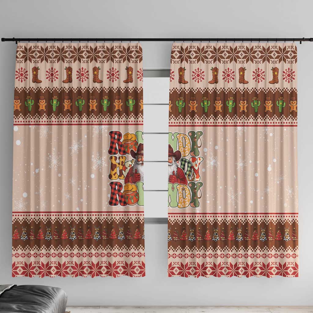 Howdy Christmas Window Curtain Cowboy Santa Western Xmas - Wonder Print Shop