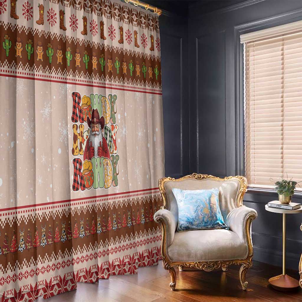 Howdy Christmas Window Curtain Cowboy Santa Western Xmas - Wonder Print Shop