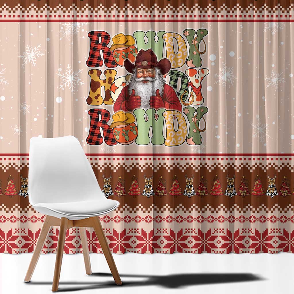 Howdy Christmas Window Curtain Cowboy Santa Western Xmas - Wonder Print Shop