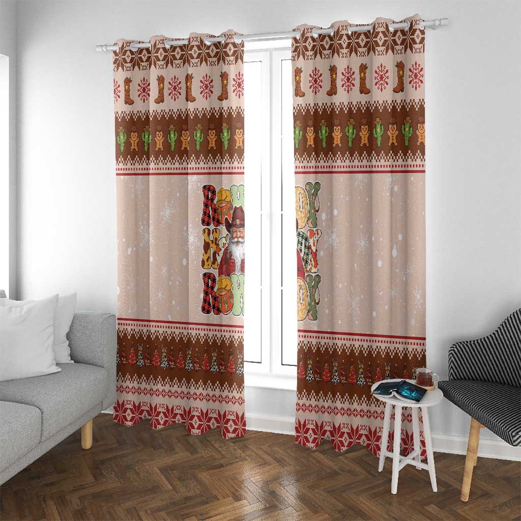 Howdy Christmas Window Curtain Cowboy Santa Western Xmas - Wonder Print Shop