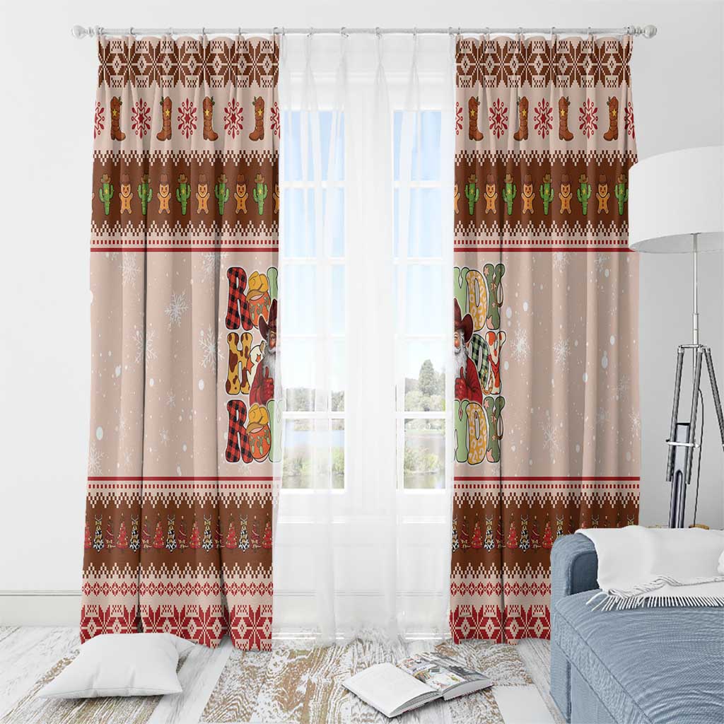 Howdy Christmas Window Curtain Cowboy Santa Western Xmas - Wonder Print Shop