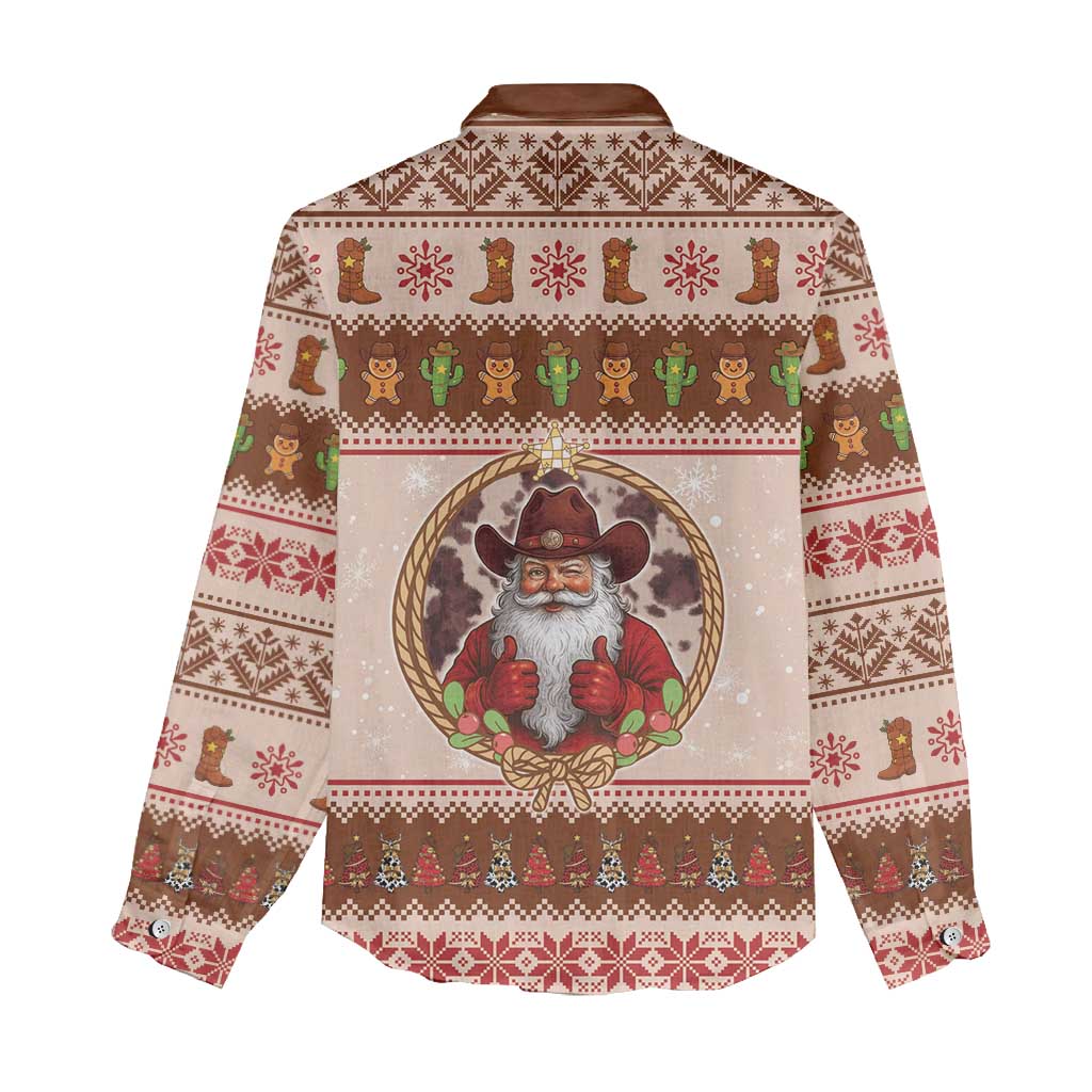 Howdy Christmas Women Casual Shirt Cowboy Santa Western Xmas - Wonder Print Shop