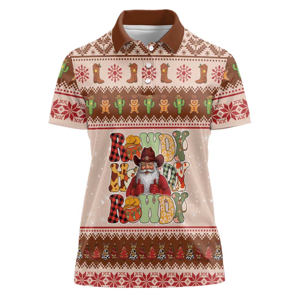 Howdy Christmas Women Polo Shirt Cowboy Santa Western Xmas - Wonder Print Shop