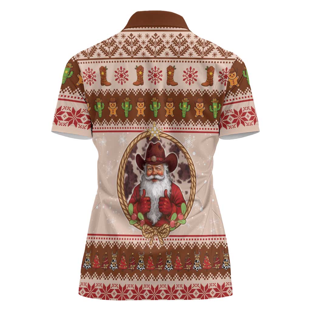 Howdy Christmas Women Polo Shirt Cowboy Santa Western Xmas - Wonder Print Shop