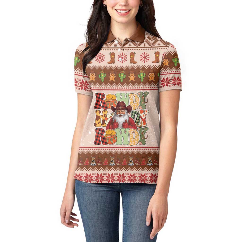 Howdy Christmas Women Polo Shirt Cowboy Santa Western Xmas - Wonder Print Shop