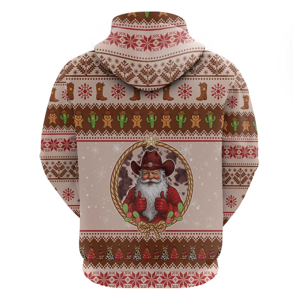 Howdy Christmas Zip Hoodie Cowboy Santa Western Xmas - Wonder Print Shop