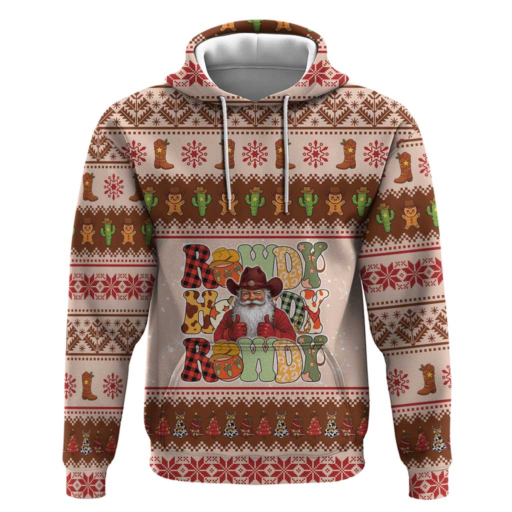 Howdy Christmas Zip Hoodie Cowboy Santa Western Xmas - Wonder Print Shop