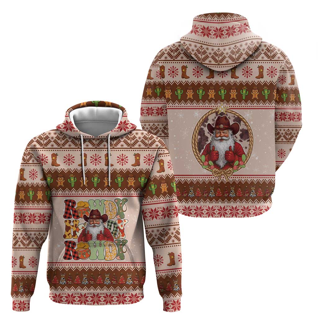 Howdy Christmas Zip Hoodie Cowboy Santa Western Xmas - Wonder Print Shop