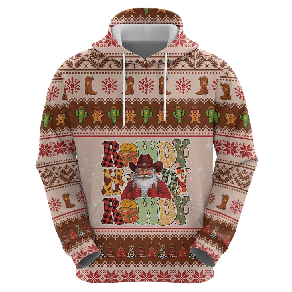 Howdy Christmas Zip Hoodie Cowboy Santa Western Xmas - Wonder Print Shop
