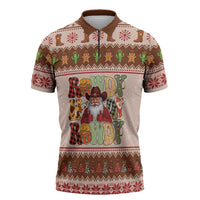 Howdy Christmas Zipper Polo Shirt Cowboy Santa Western Xmas - Wonder Print Shop