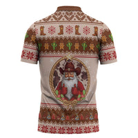 Howdy Christmas Zipper Polo Shirt Cowboy Santa Western Xmas - Wonder Print Shop