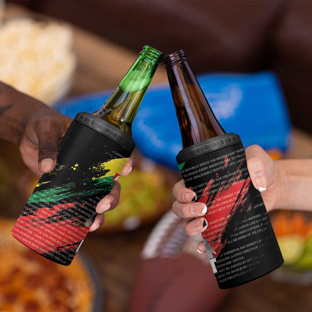 MLK Honoring The Legacy 4 in 1 Can Cooler Tumbler Black Version LT05 - Wonder Print Shop