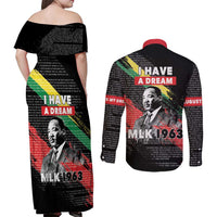 MLK Honoring The Legacy Couples Matching Off Shoulder Maxi Dress and Long Sleeve Button Shirt Black Version LT05 - Wonder Print Shop