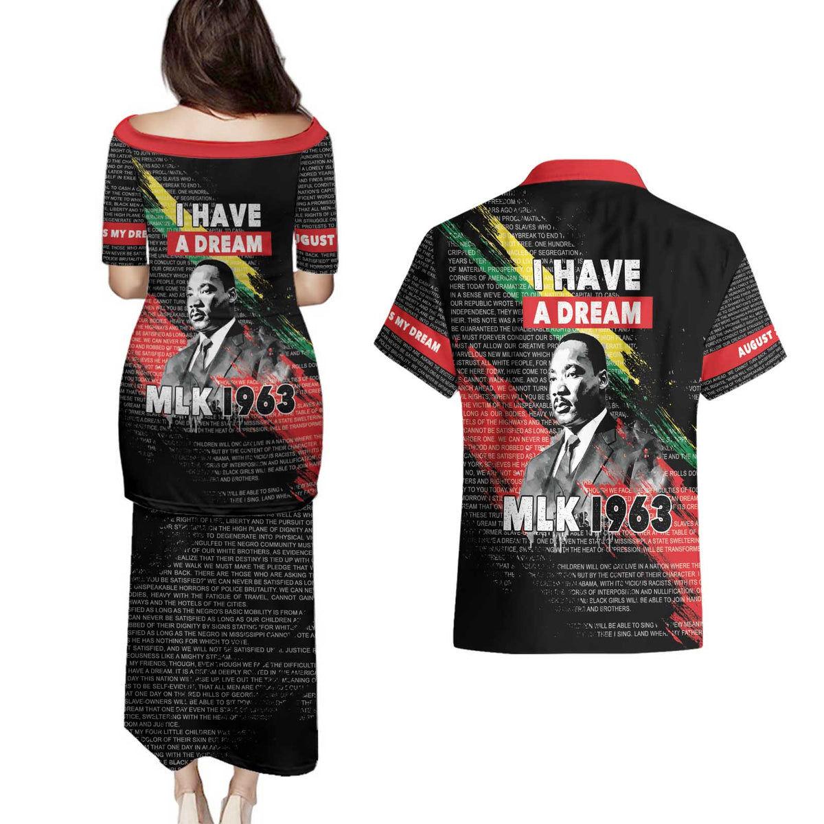 MLK Honoring The Legacy Couples Matching Puletasi and Hawaiian Shirt Black Version LT05 - Wonder Print Shop