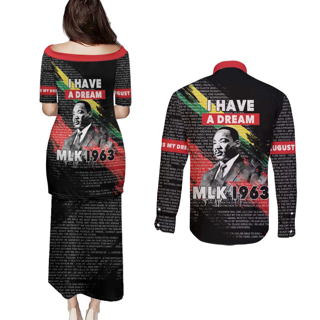 MLK Honoring The Legacy Couples Matching Puletasi and Long Sleeve Button Shirt Black Version LT05 - Wonder Print Shop
