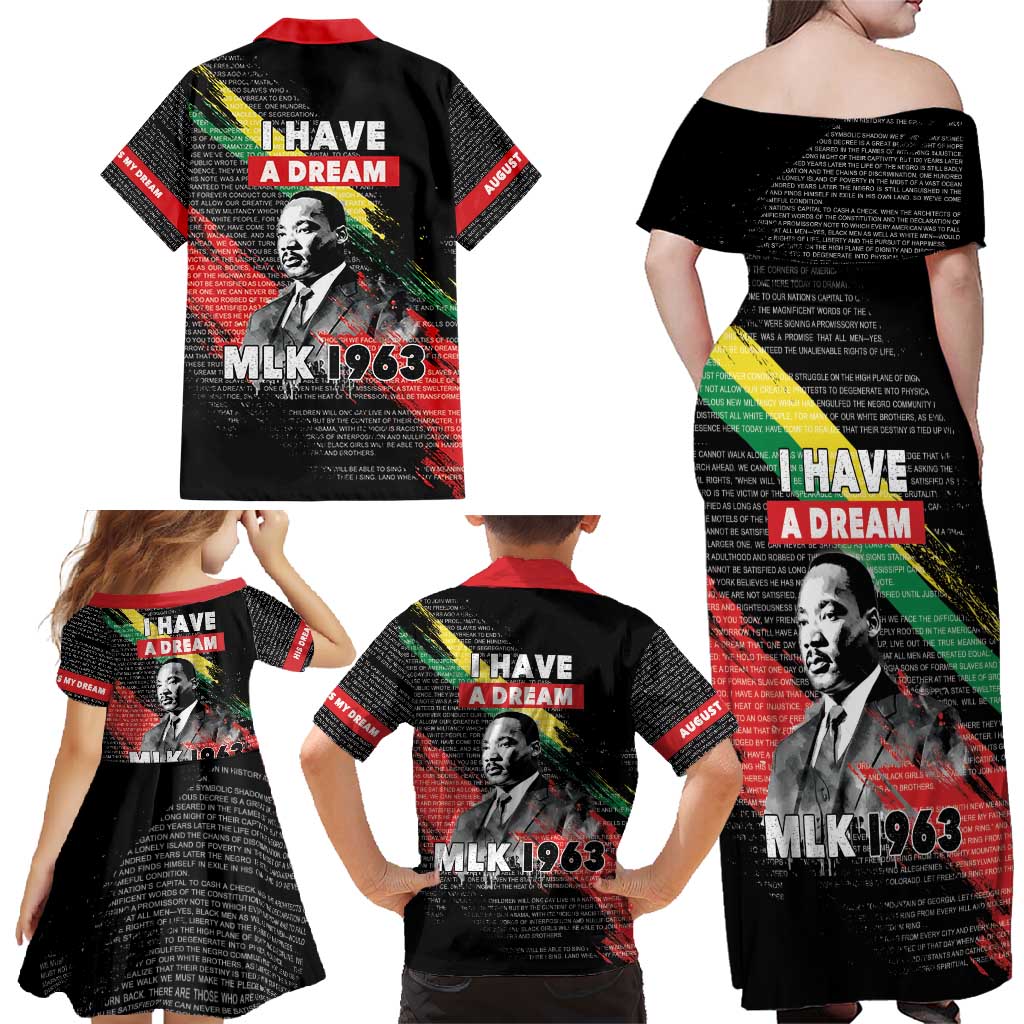 MLK Honoring The Legacy Family Matching Off Shoulder Maxi Dress and Hawaiian Shirt Black Version LT05 - Wonder Print Shop