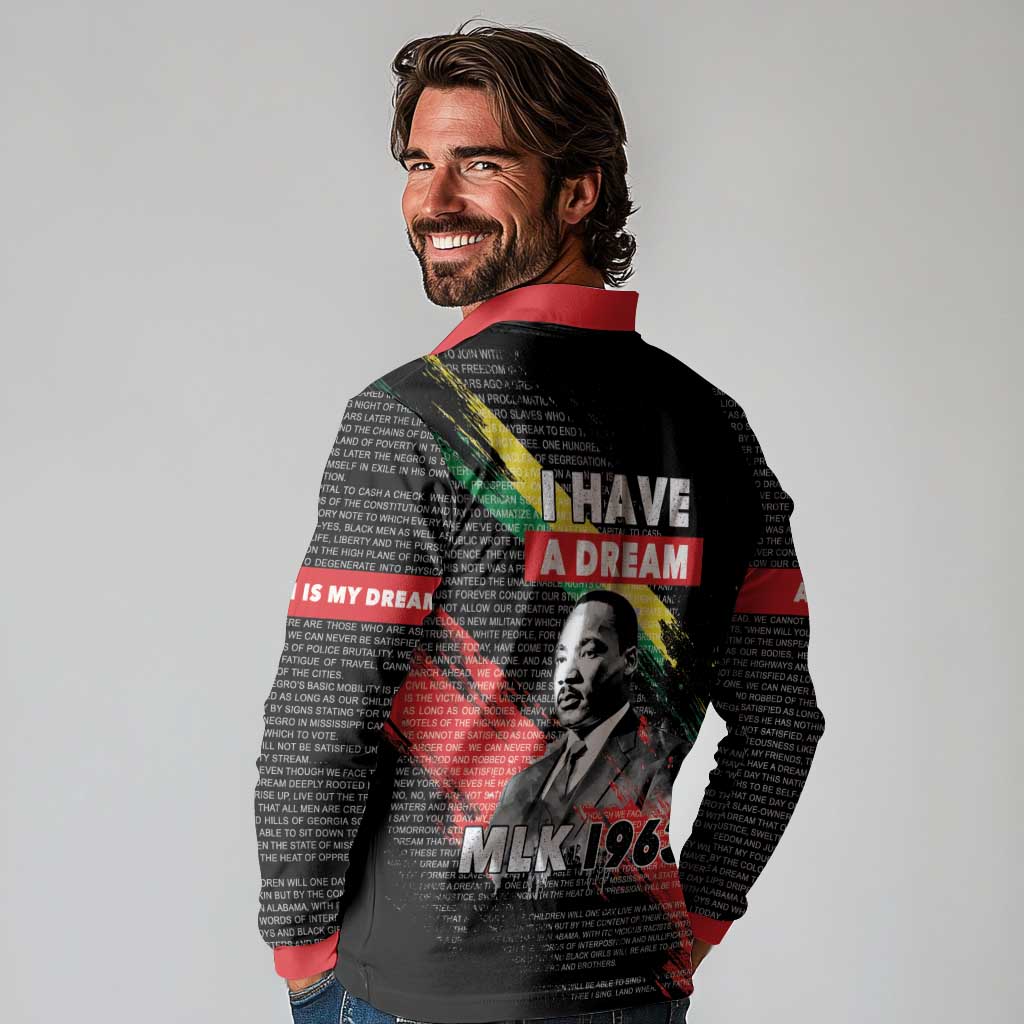 MLK Honoring The Legacy Long Sleeve Polo Shirt Black Version LT05 - Wonder Print Shop