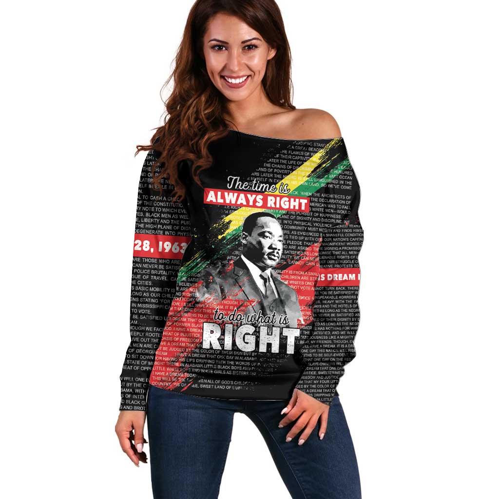 MLK Honoring The Legacy Off Shoulder Sweater Black Version LT05 - Wonder Print Shop