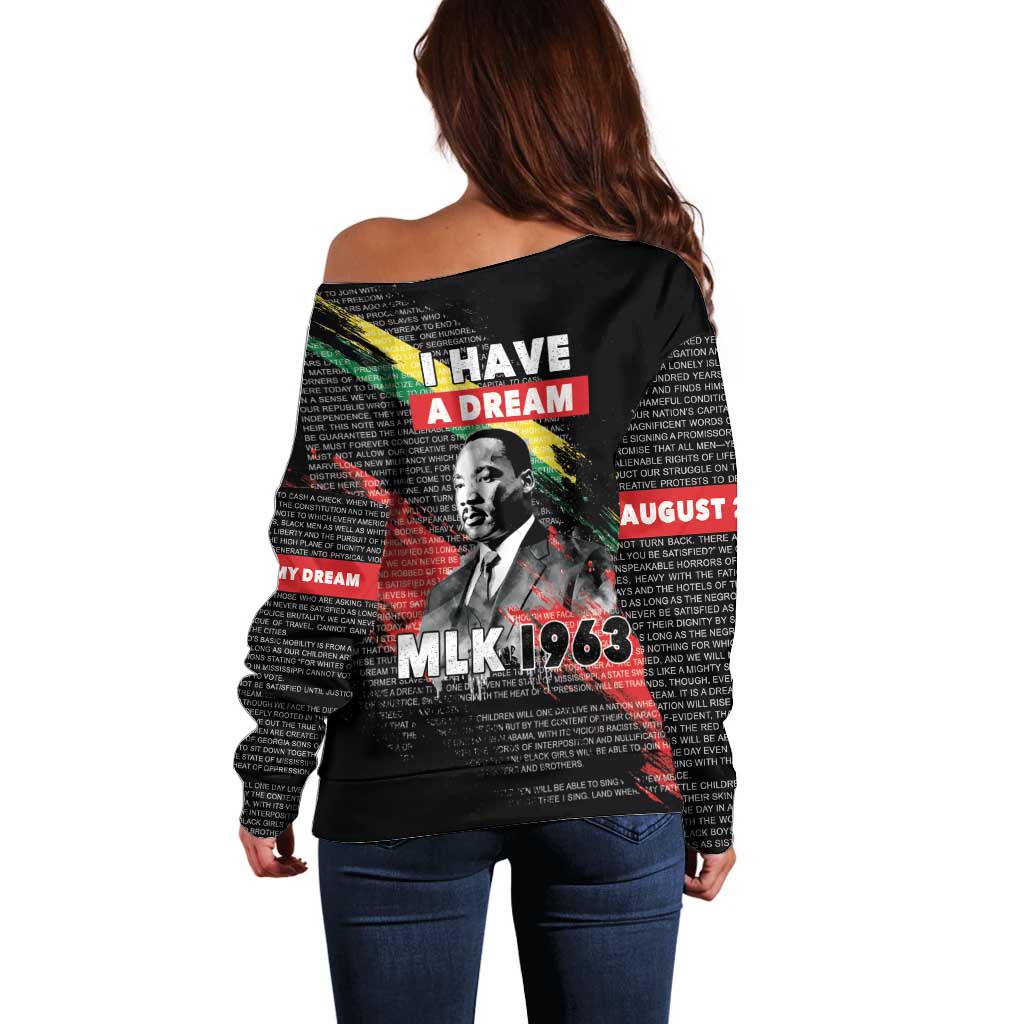 MLK Honoring The Legacy Off Shoulder Sweater Black Version LT05 - Wonder Print Shop