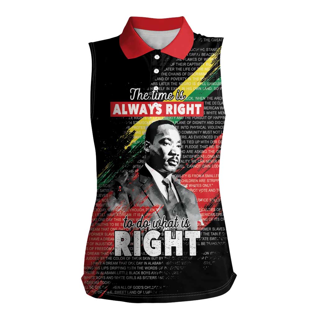 MLK Honoring The Legacy Women Sleeveless Polo Shirt Black Version LT05 - Wonder Print Shop